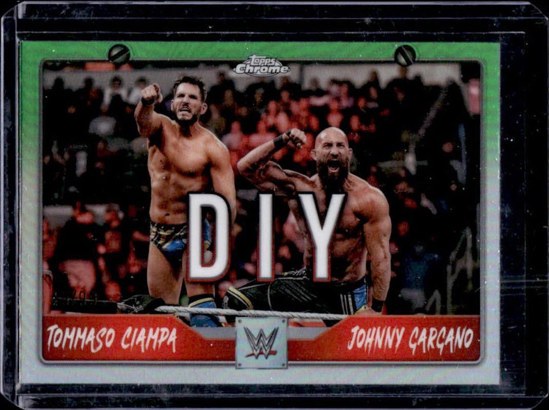 2025 Topps Chrome WWE #TAG-DIY Tag Team - Neon Green Refractor /99