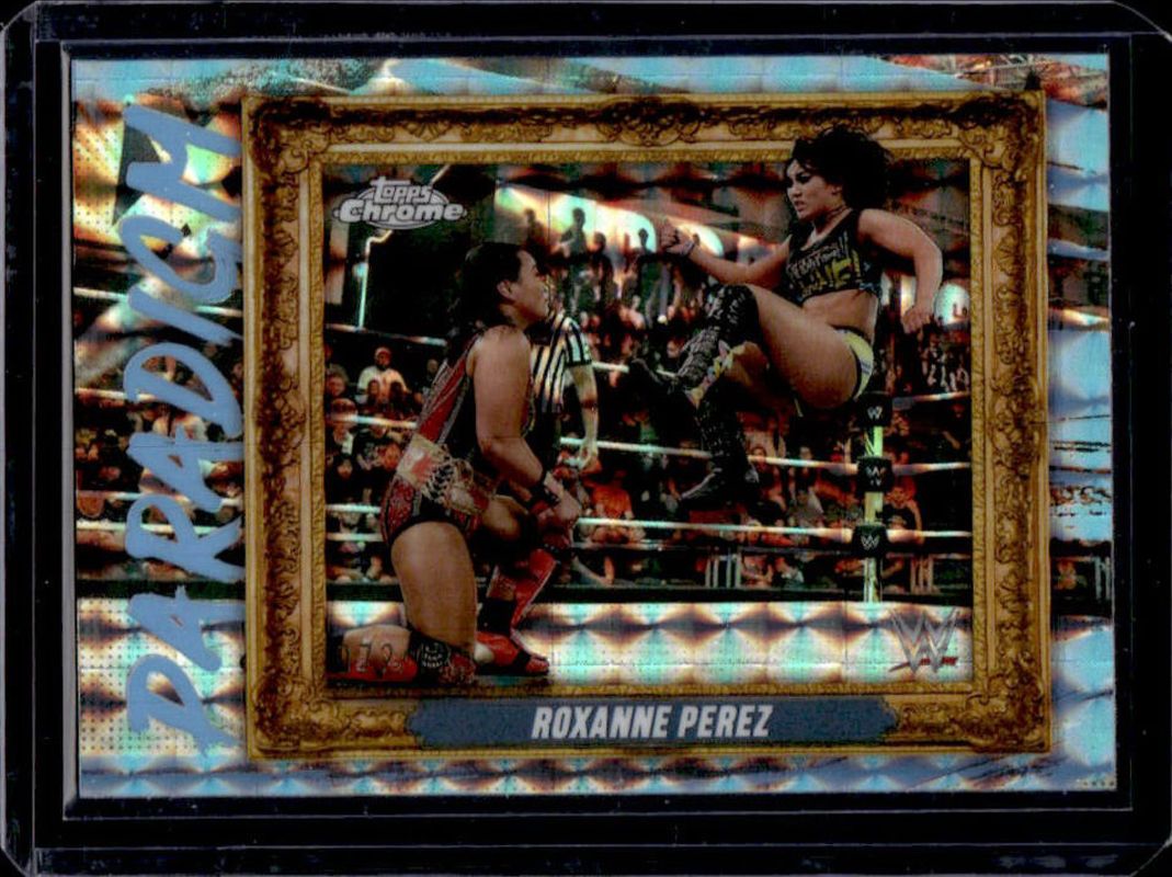 Roxanne Perez 2025 Topps Chrome WWE #PAR-RPZ Paradigm - Aqua Geometric Refractor /125 RAW