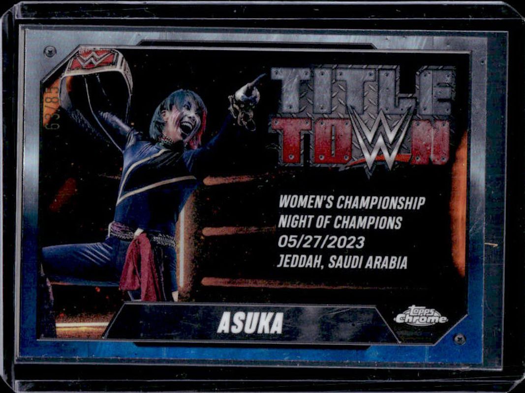 Asuka 2025 Topps Chrome WWE #TT-ASK Title Town - Red White & Blue Refractor /85 RAW