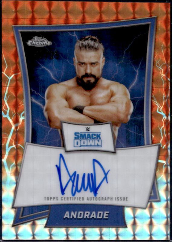 Andrade 2025 Topps Chrome WWE #BBA-AND Blue Brand Autographs - Orange Geometric Refractor /25 RAW