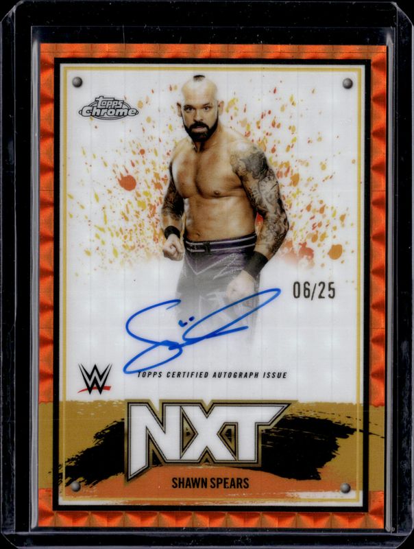 Shawn Spears 2025 Topps Chrome WWE #NXT-SSP NXT Chrome Autographs - Orange Geometric Refractor /25 RAW