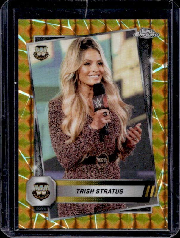 Trish Stratus 2025 Topps Chrome WWE #190 Gold Geometric Refractor /50 RAW