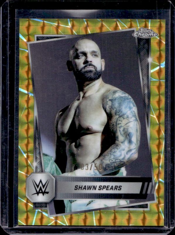Shawn Spears 2025 Topps Chrome WWE #30 Gold Geometric Refractor /50 RAW