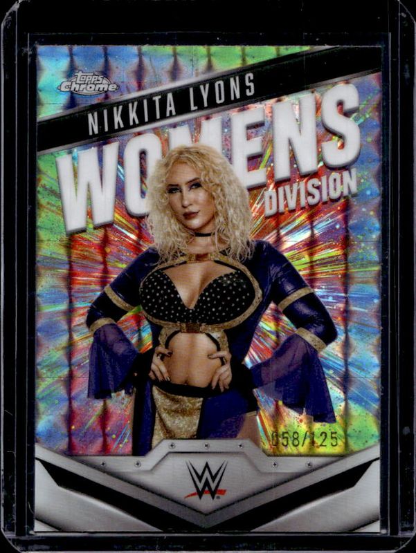 Nikkita Lyons 2025 Topps Chrome WWE #WD-NIK Women's Division - Aqua Geometric Refractor /125 RAW