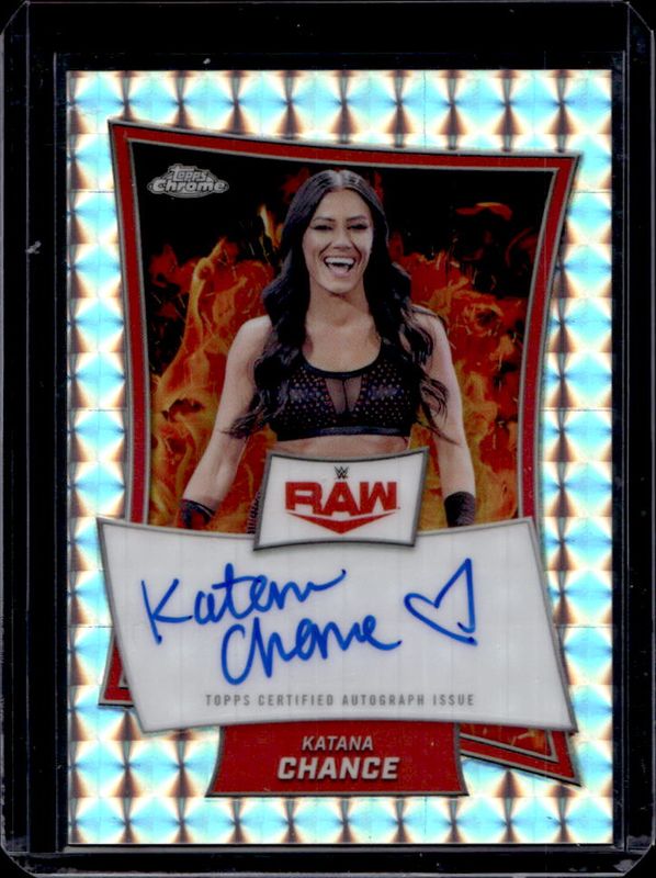 Katana Chance 2025 Topps Chrome WWE #RBA-KAA Red Brand Autographs - Geometric Refractor RAW