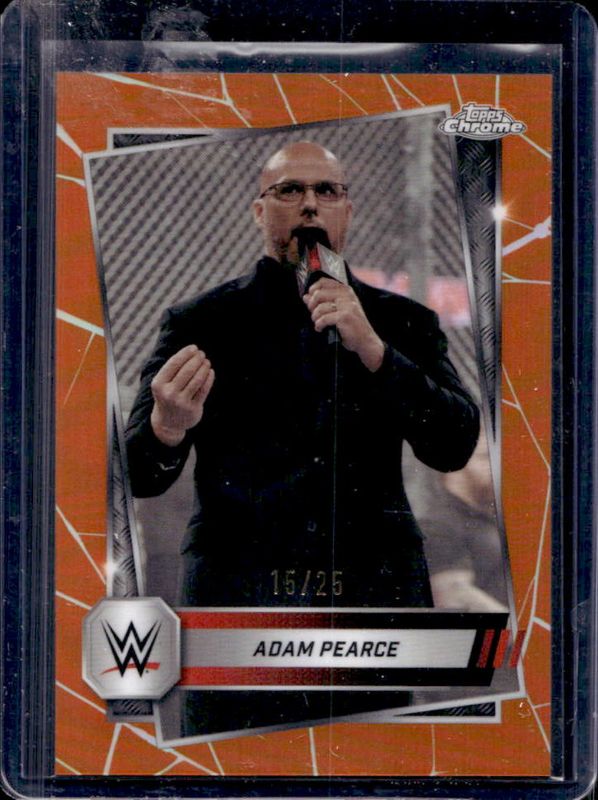 Adam Pearce 2025 Topps Chrome WWE #140 Orange Refractor /25 RAW