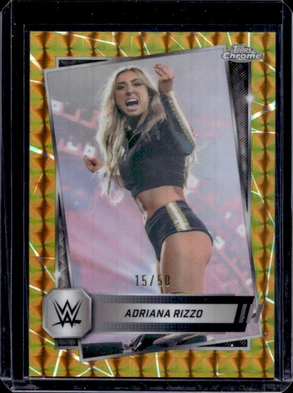 Adriana Rizzo 2025 Topps Chrome WWE #18 Gold Geometric Refractor /50 RAW