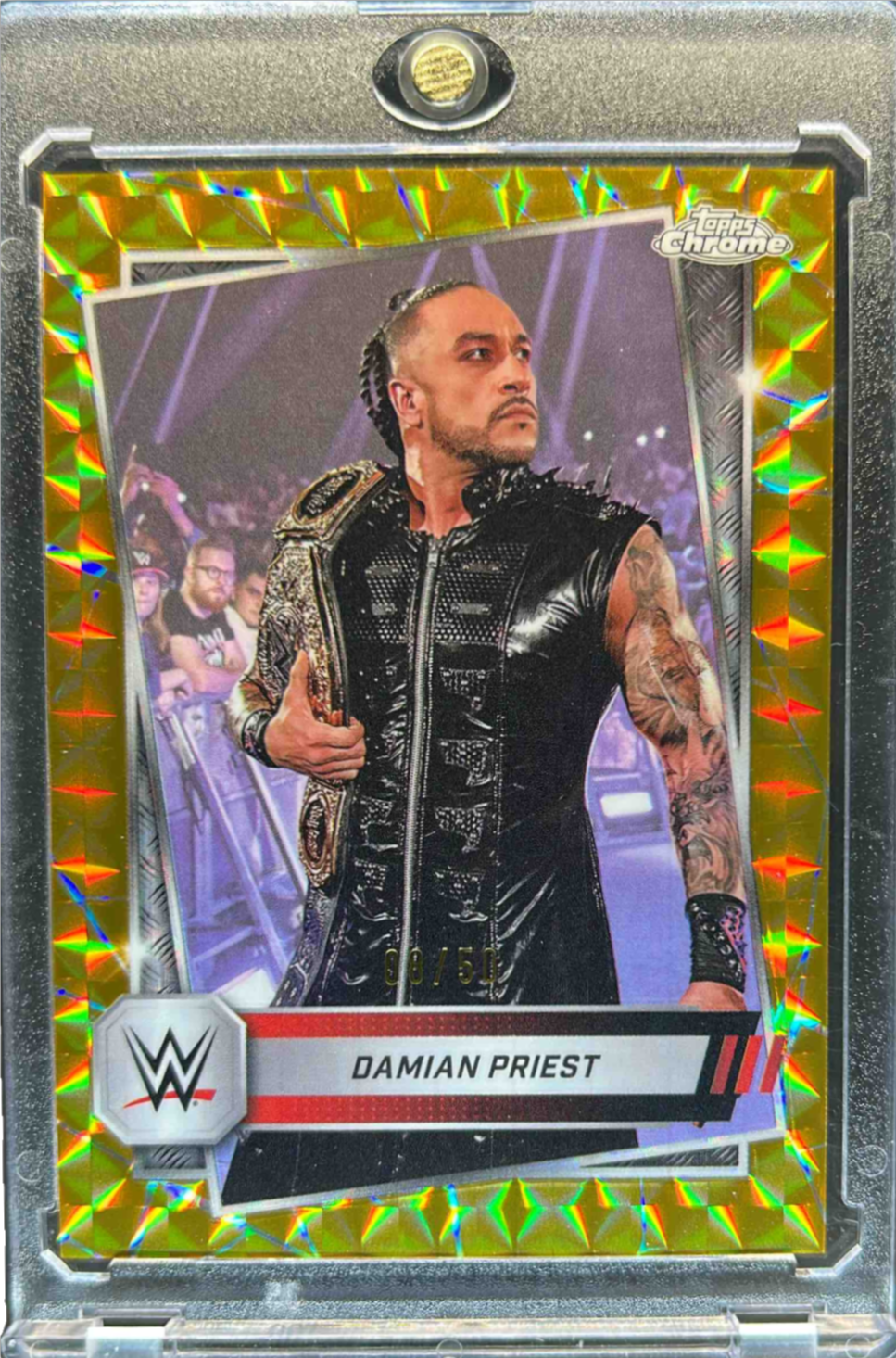 Damian Priest 2025 Topps Chrome WWE #46 Gold Geometric Refractor /50 ...