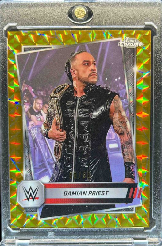 Damian Priest 2025 Topps Chrome WWE #46 Gold Geometric Refractor /50 RAW