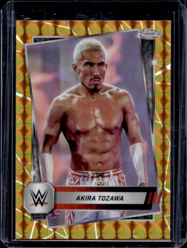 Akira Tozawa 2025 Topps Chrome WWE #71 Gold Geometric Refractor /50 RAW