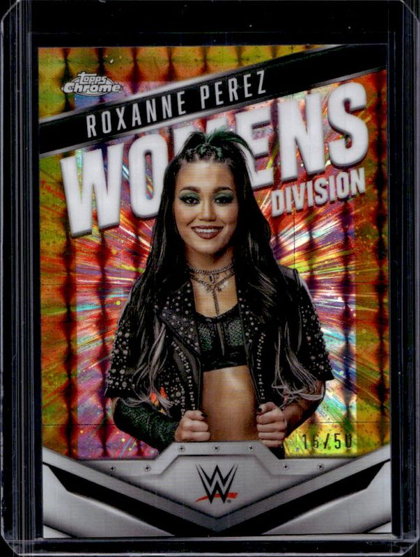 Roxanne Perez 2025 Topps Chrome WWE #WD-ROX Women's Division - Gold Geometric Refractor /50 RAW