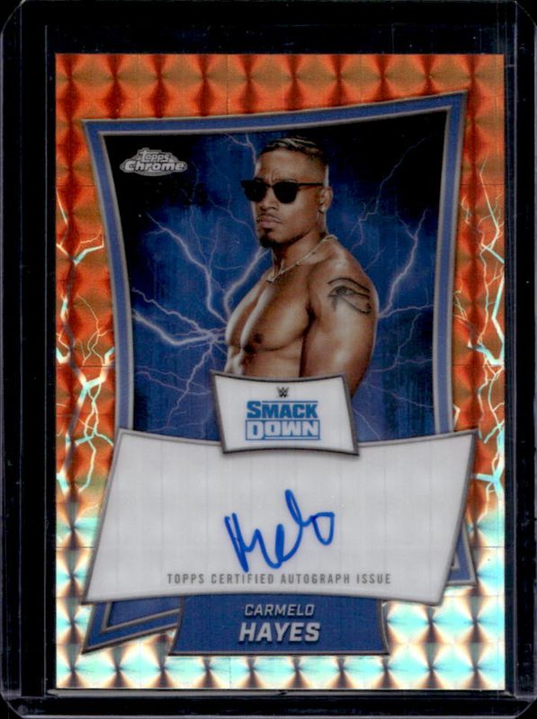 2025 Topps Chrome WWE #BBA-CAR Blue Brand Autographs - Orange Geometric Refractor /25
