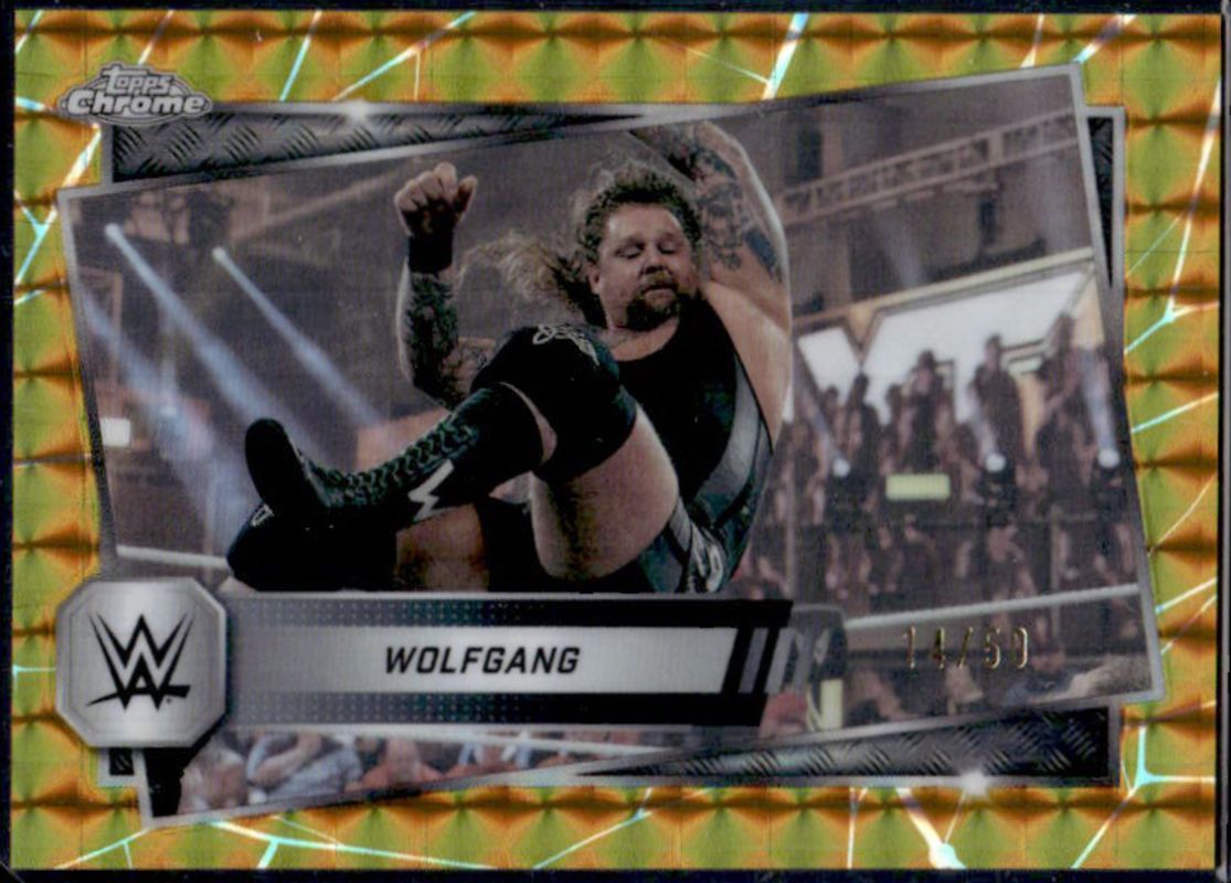 Wolfgang 2025 Topps Chrome WWE #178 Gold Geometric Refractor /50 RAW