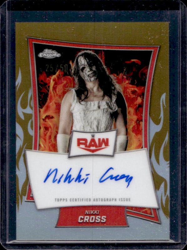 Nikki Cross 2025 Topps Chrome WWE #RBA-NIK Red Brand Autographs - Gold Refractor /50 RAW