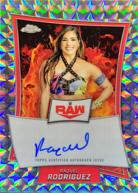 2025 Topps Chrome WWE #RBA-RAQ Red Brand Autographs - Geometric Refractor