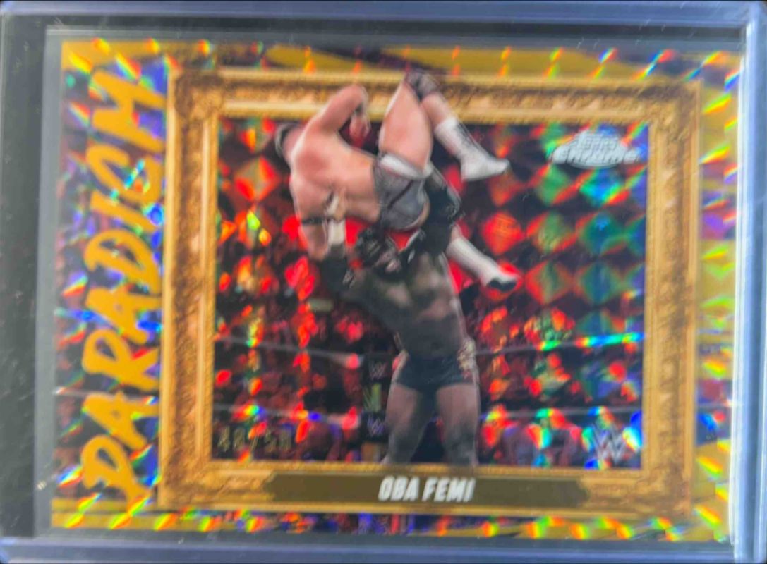 Oba Femi 2025 Topps Chrome WWE #PAR-OFM Paradigm - Gold Geometric Refractor /50 RAW