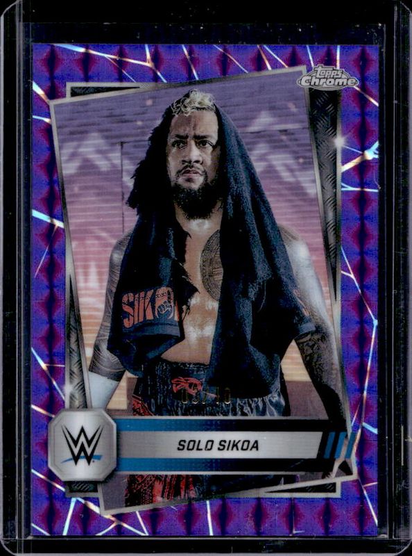 Solo Sikoa 2025 Topps Chrome WWE #17 Purple Geometric Refractor /10 RAW