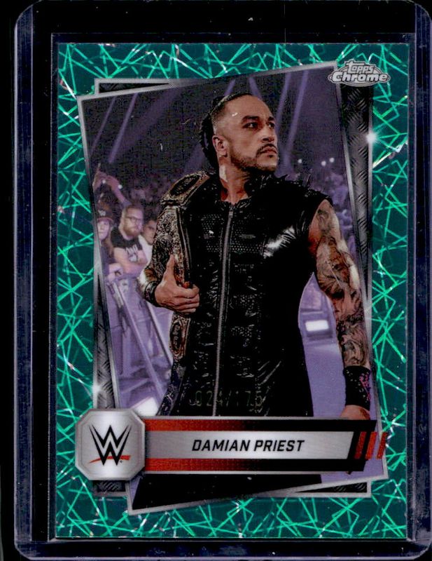 Damian Priest 2025 Topps Chrome WWE #46 Teal Lazer Refractor /175 RAW