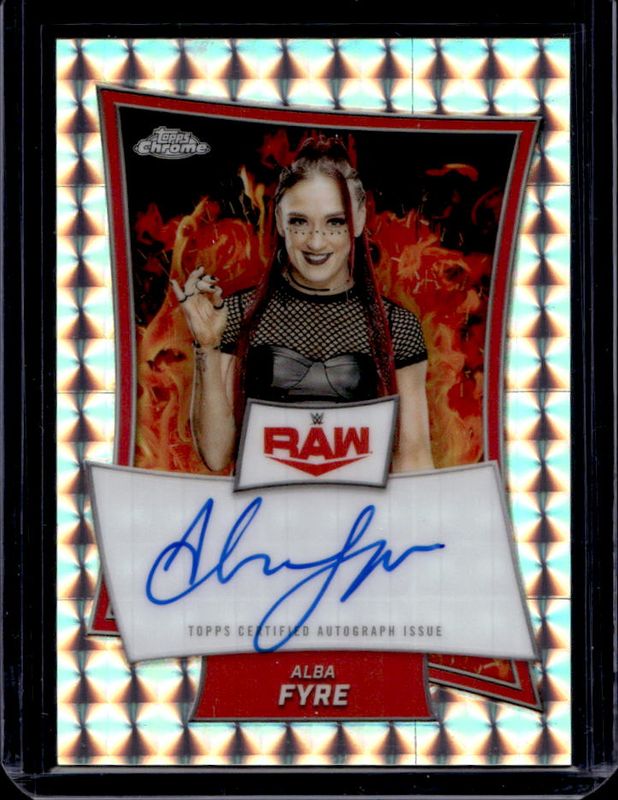 Alba Fyre 2025 Topps Chrome WWE #RBA-ALB Red Brand Autographs - Geometric Refractor RAW
