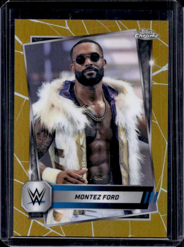 Montez Ford 2025 Topps Chrome WWE #185 Gold Refractor /50 RAW