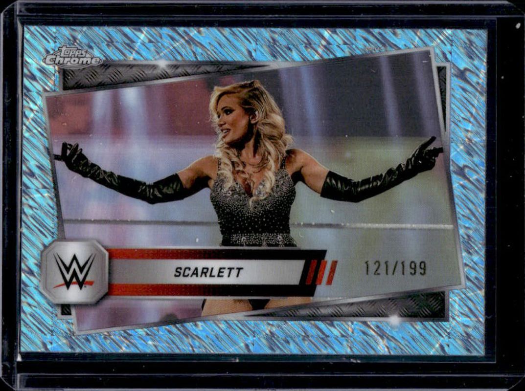 Scarlett 2025 Topps Chrome WWE #101 Aqua Shimmer Refractor /199 RAW