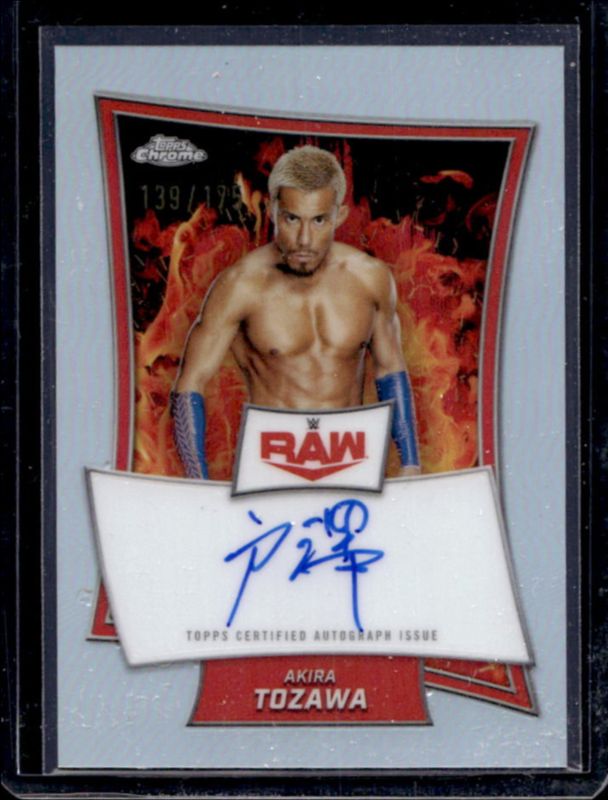 Akira Tozawa 2025 Topps Chrome WWE #RBA-AKI Red Brand Autographs - Refractor RAW