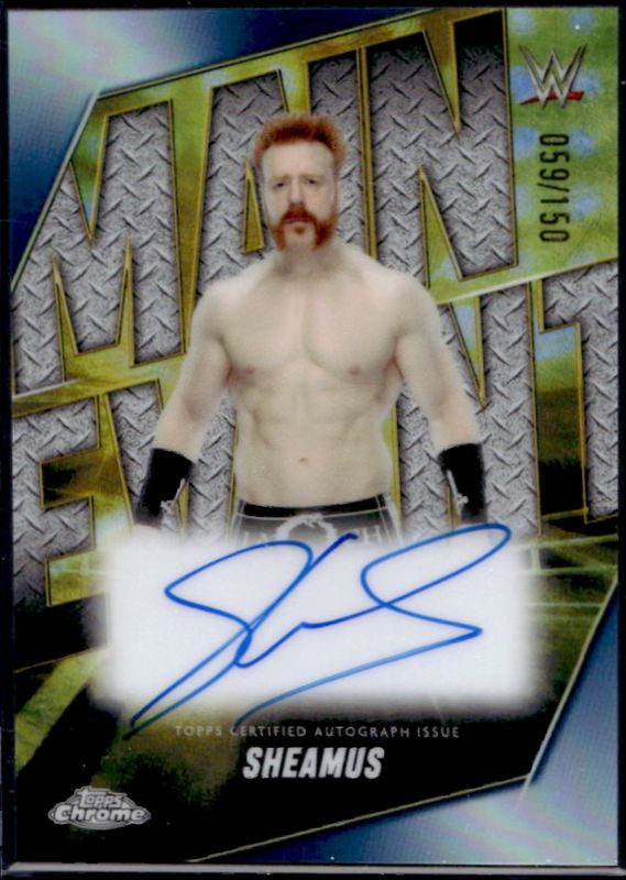 Sheamus 2025 Topps Chrome WWE #MEA-SMS Main Event Autographs - Blue Refractor /150 RAW