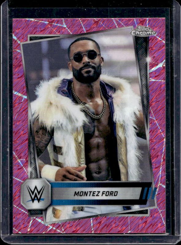 Montez Ford 2025 Topps Chrome WWE #185 Pink Shimmer Refractor RAW