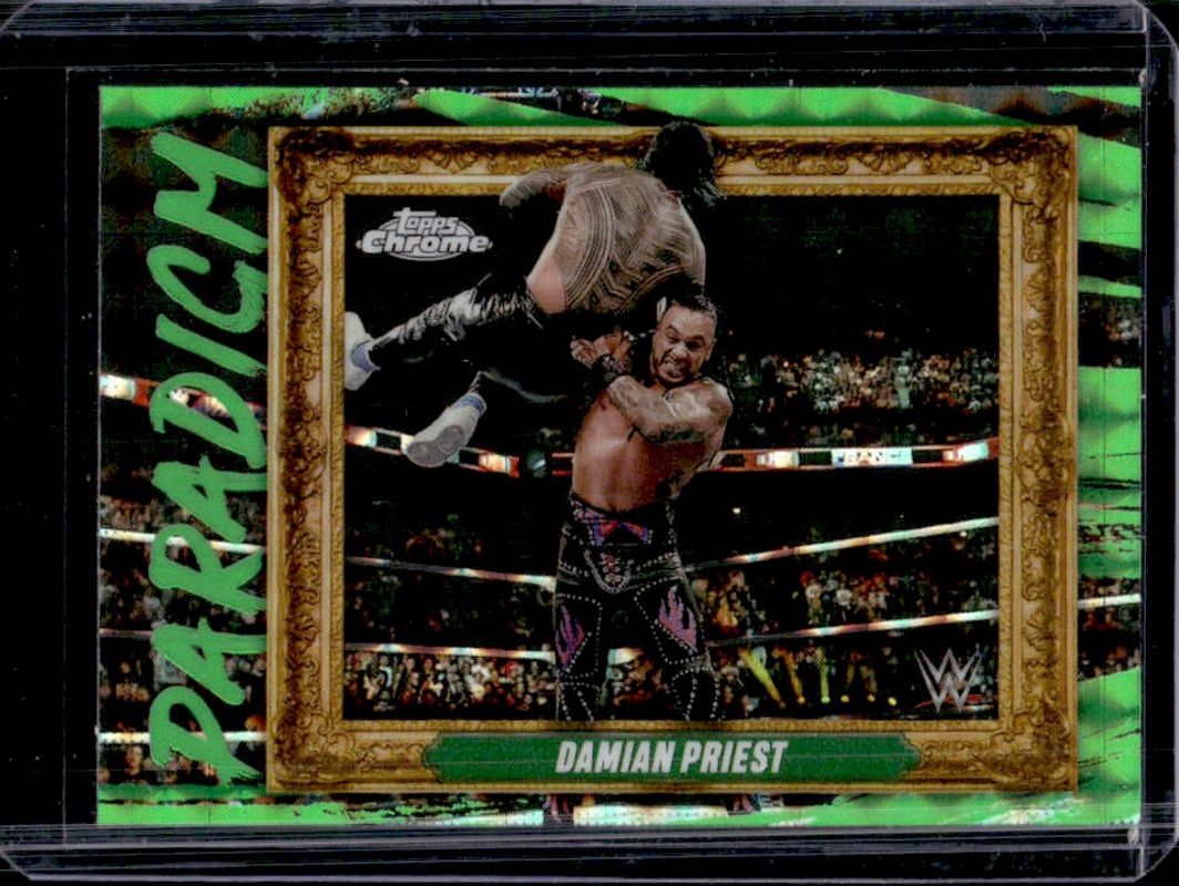 Damian Priest 2025 Topps Chrome WWE #PAR-DPT Paradigm - Neon Green Geometric Refractor /75 RAW