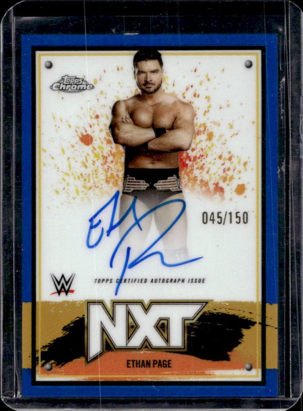 Ethan Page 2025 Topps Chrome WWE #NXT-EPG NXT Chrome Autographs - Blue Refractor /150 RAW