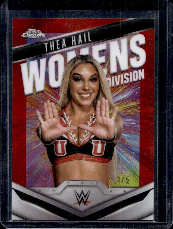 Thea Hail 2025 Topps Chrome WWE #WD-THE Women's Division - Red Refractor /5 RAW