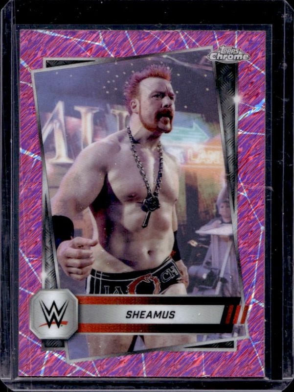 Sheamus 2025 Topps Chrome WWE #132 Pink Shimmer Refractor RAW