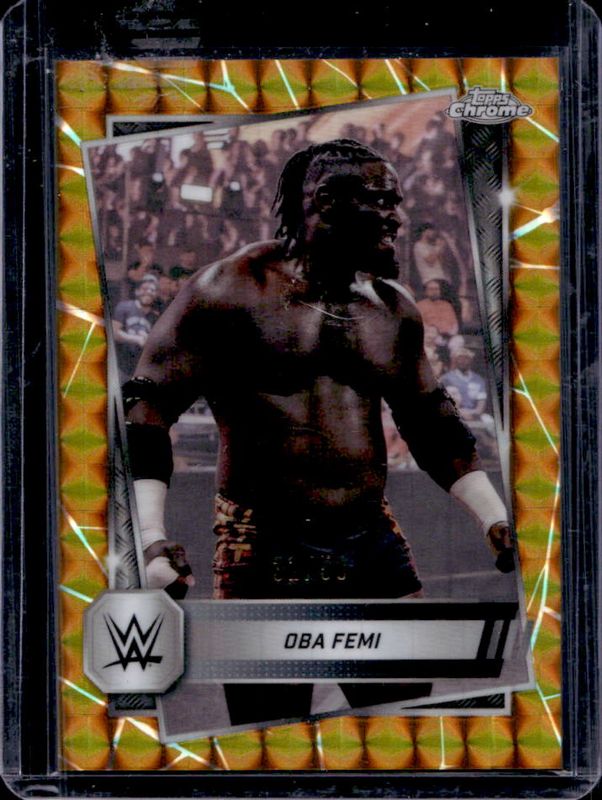 Oba Femi 2025 Topps Chrome WWE #113 Gold Geometric Refractor /50 RAW