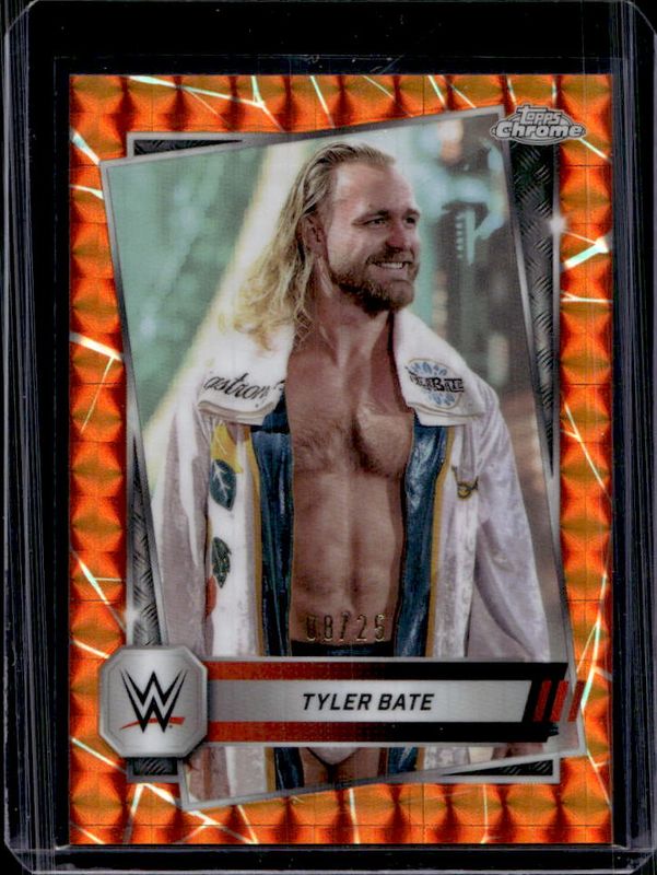 Tyler Bate 2025 Topps Chrome WWE #157 Orange Geometric Refractor /25 RAW