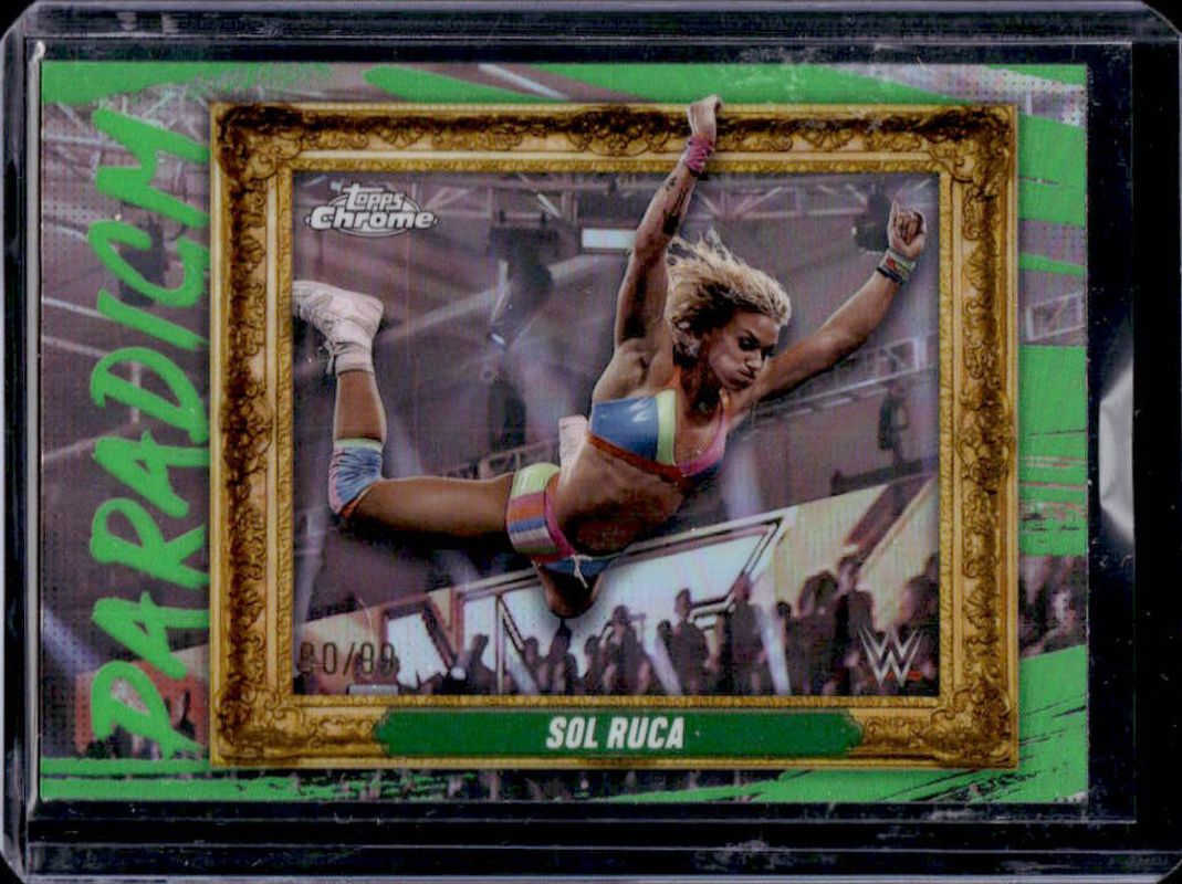 Sol Ruca 2025 Topps Chrome WWE #PAR-SOL Paradigm - Green Refractor /99 RAW