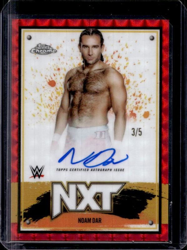 Noam Dar 2025 Topps Chrome WWE #NXT-DAR NXT Chrome Autographs - Red Geometric Refractor /5 RAW