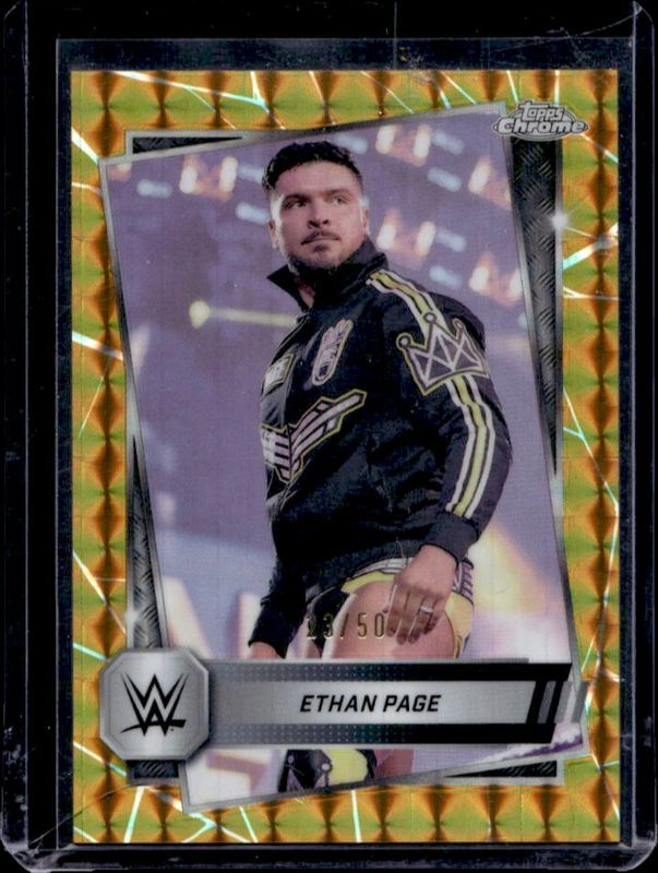 Ethan Page 2025 Topps Chrome WWE #26 Gold Geometric Refractor /50 RAW