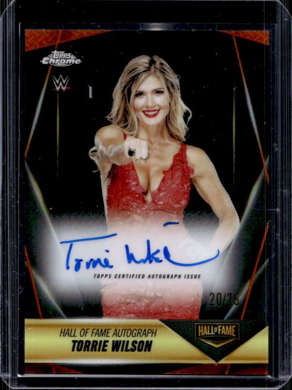 Torrie Wilson 2025 Topps Chrome WWE #HOF-TW Hall of Fame Autographs - Orange Refractor /25 RAW