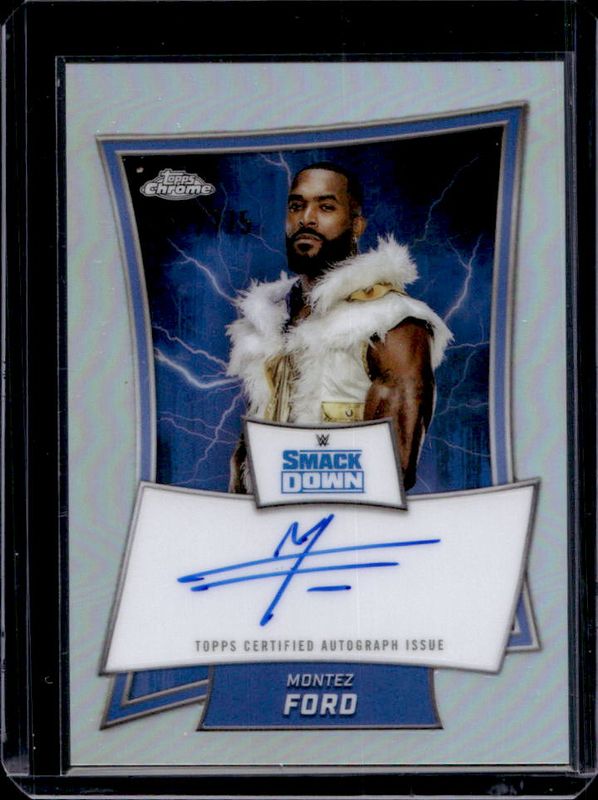 Montez Ford 2025 Topps Chrome WWE #BBA-MON Blue Brand Autographs - Refractor RAW