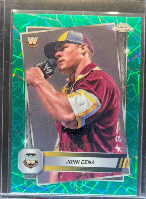 John Cena 2025 Topps Chrome WWE #16 Teal Lazer Refractor /175 RAW