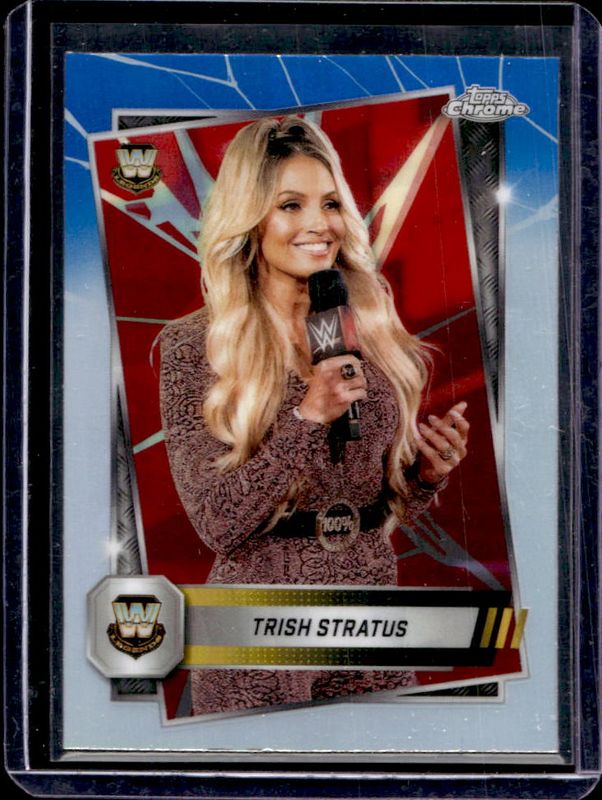 Trish Stratus 2025 Topps Chrome WWE #190 Red & Blue Refractor RAW