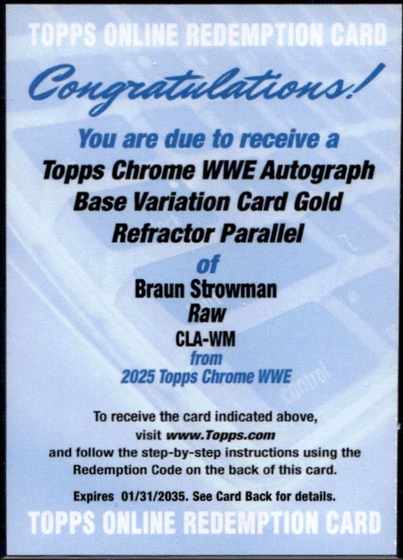 2025 Topps Chrome WWE #CLA-WM Autographs - Gold Refractor /50