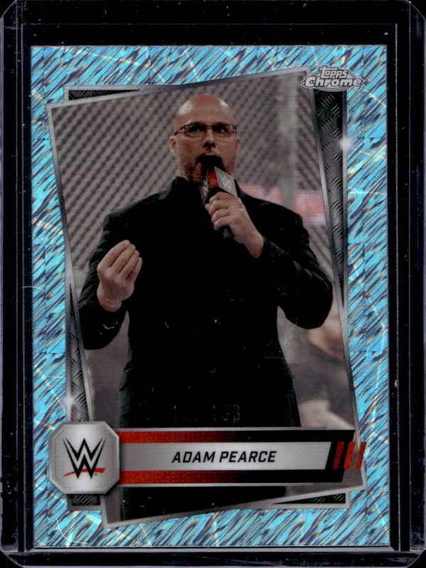 Adam Pearce 2025 Topps Chrome WWE #140 Aqua Shimmer Refractor /199 RAW