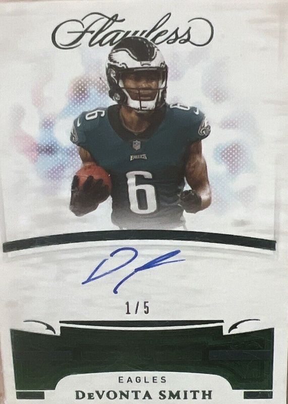 DeVonta Smith 2021 Flawless #FRS-DVS Flawless Rookie Signatures - Emerald /5 PSA 10