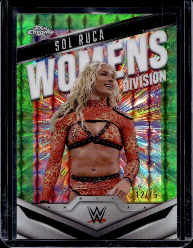 Sol Ruca 2025 Topps Chrome WWE #WD-SOL Women's Division - Neon Green Geometric Refractor /75 RAW