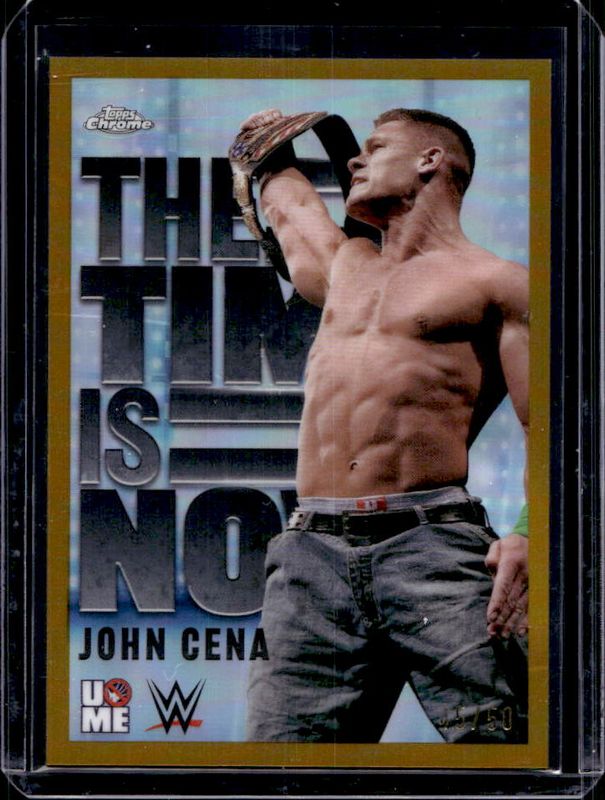 John Cena 2025 Topps Chrome WWE #TIN-3 The Time Is Now - Gold Refractor /50 RAW