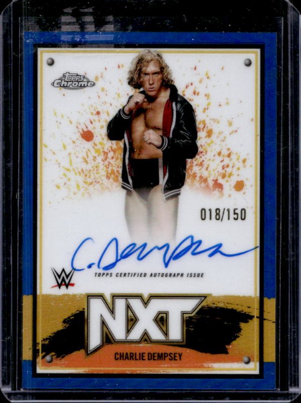 Charlie Dempsey 2025 Topps Chrome WWE #NXT-CHD NXT Chrome Autographs - Blue Refractor /150 RAW