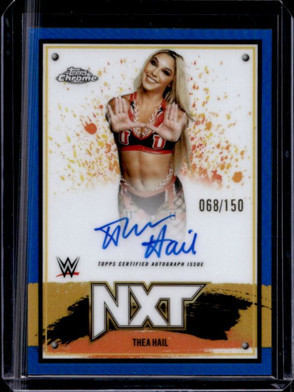 Thea Hail 2025 Topps Chrome WWE #NXT-THL NXT Chrome Autographs - Blue Refractor /150 RAW