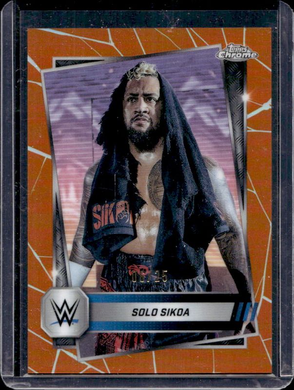 Solo Sikoa 2025 Topps Chrome WWE #17 Orange Refractor /25 RAW