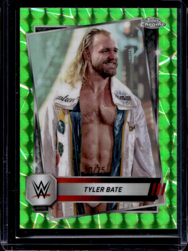 Tyler Bate 2025 Topps Chrome WWE #157 Neon Green Geometric Refractor /75 RAW
